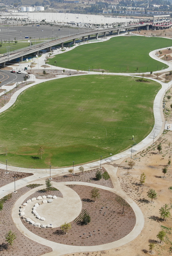 Aerial image of part of the hike and bike loop.