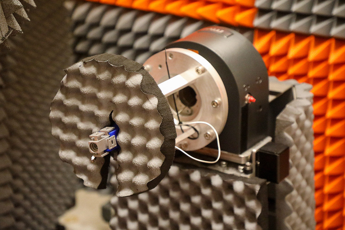 An antenna in a soundproof lab could help send military and commercial signals