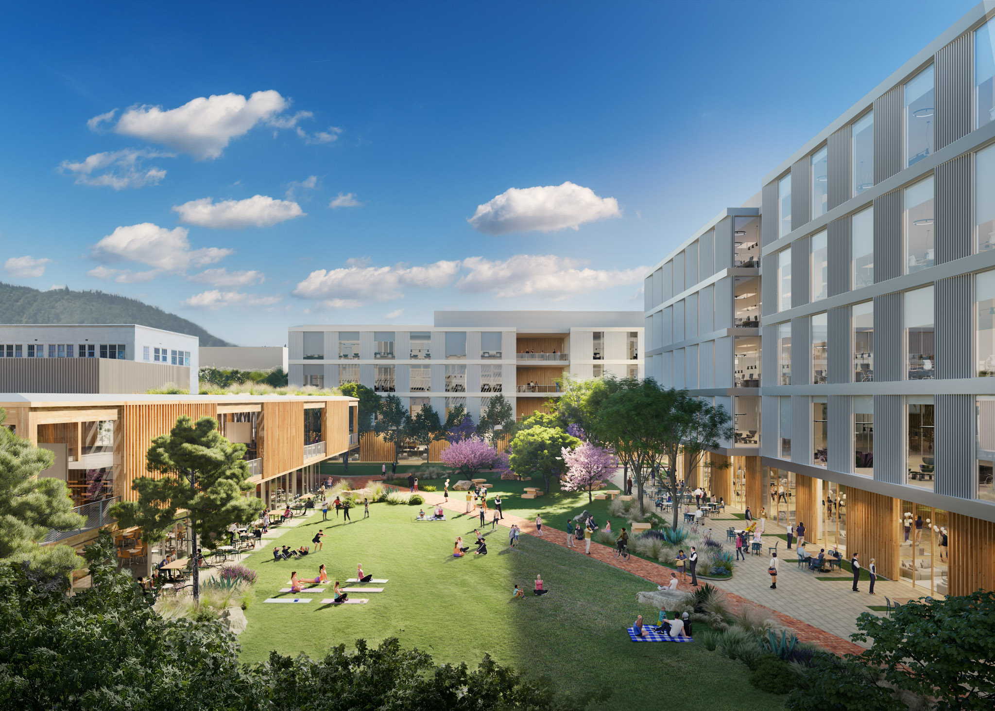 LPC West rendering of a common area for their innovation district project