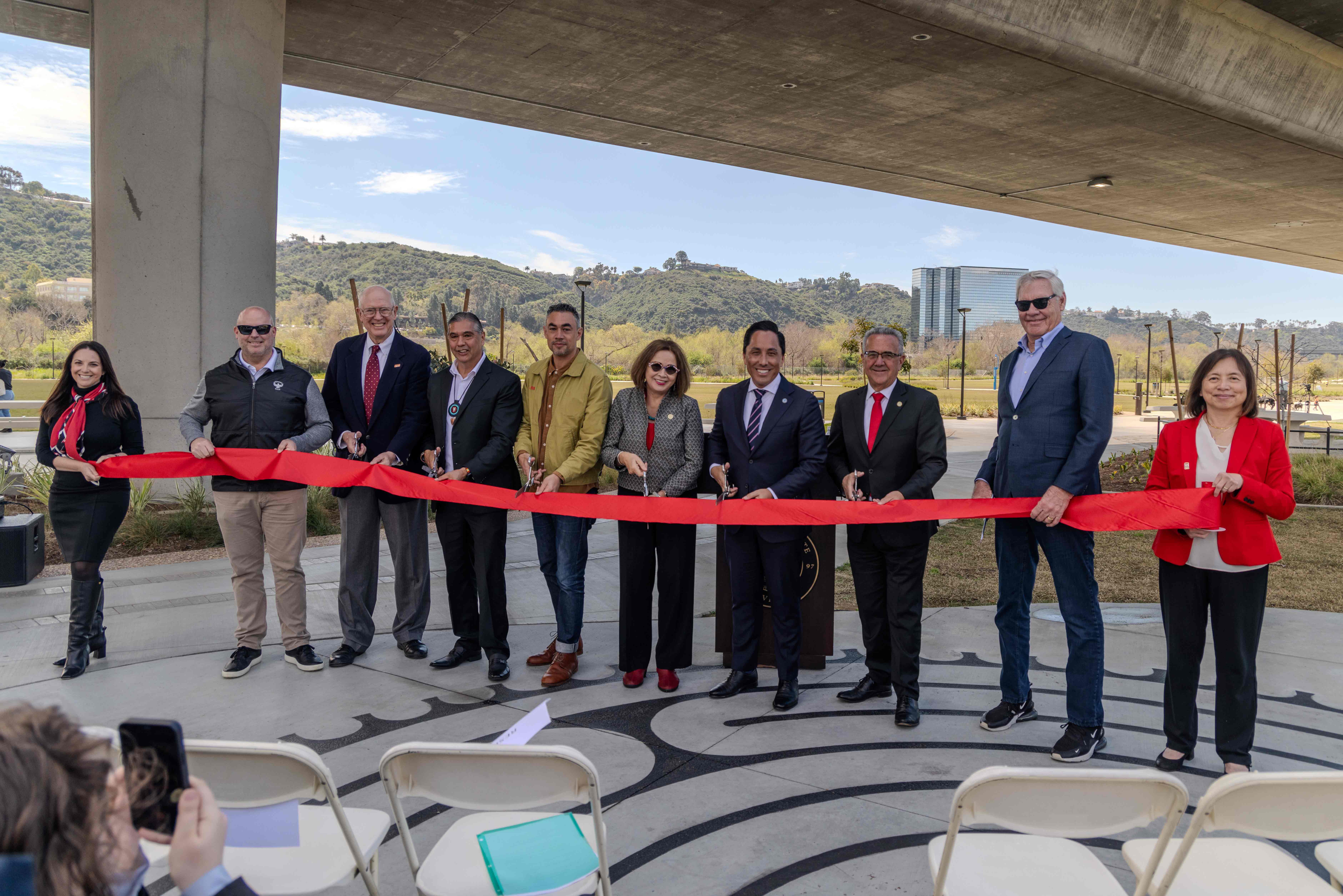 The 34-acre river park, which is open to the public, is a gathering space for families, sports fans and other general community members.
